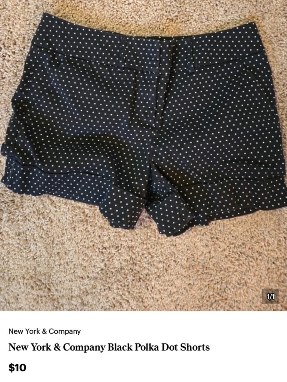 7th Avenue Suiting Company Black White Polka Dot Dress Shorts Women's 6 Medium